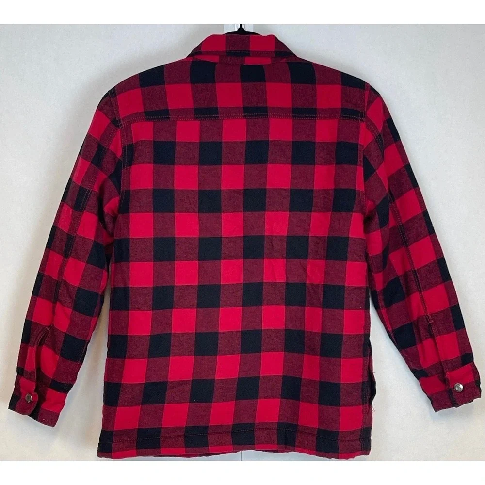 TOMMY BAHAMA Shacket Shirt Jacket Kids XL 14 Red Buffalo Plaid Sherpa Lined Snap